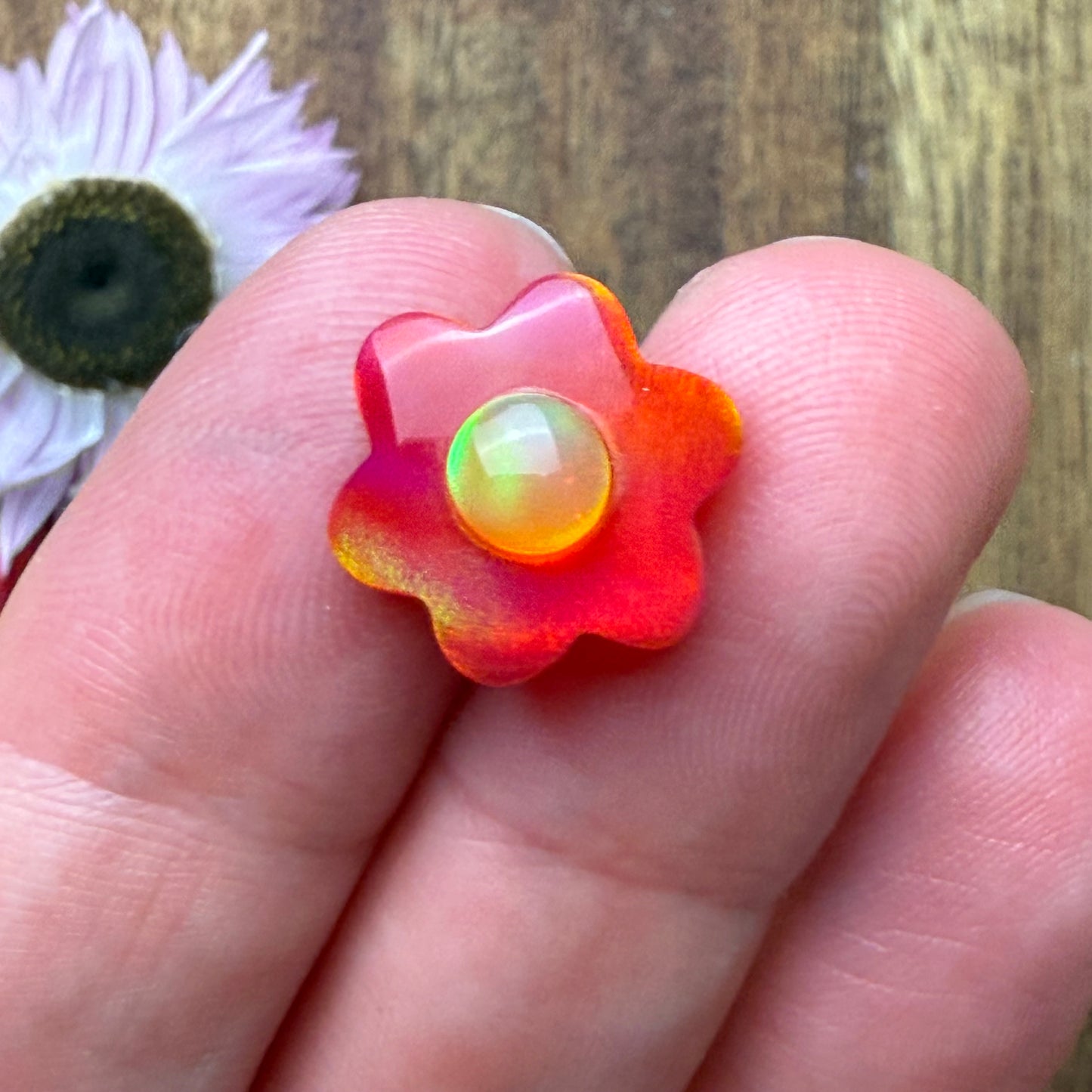 Aurora Opal Cabochon - approx. 14 x 14 x 6 mm