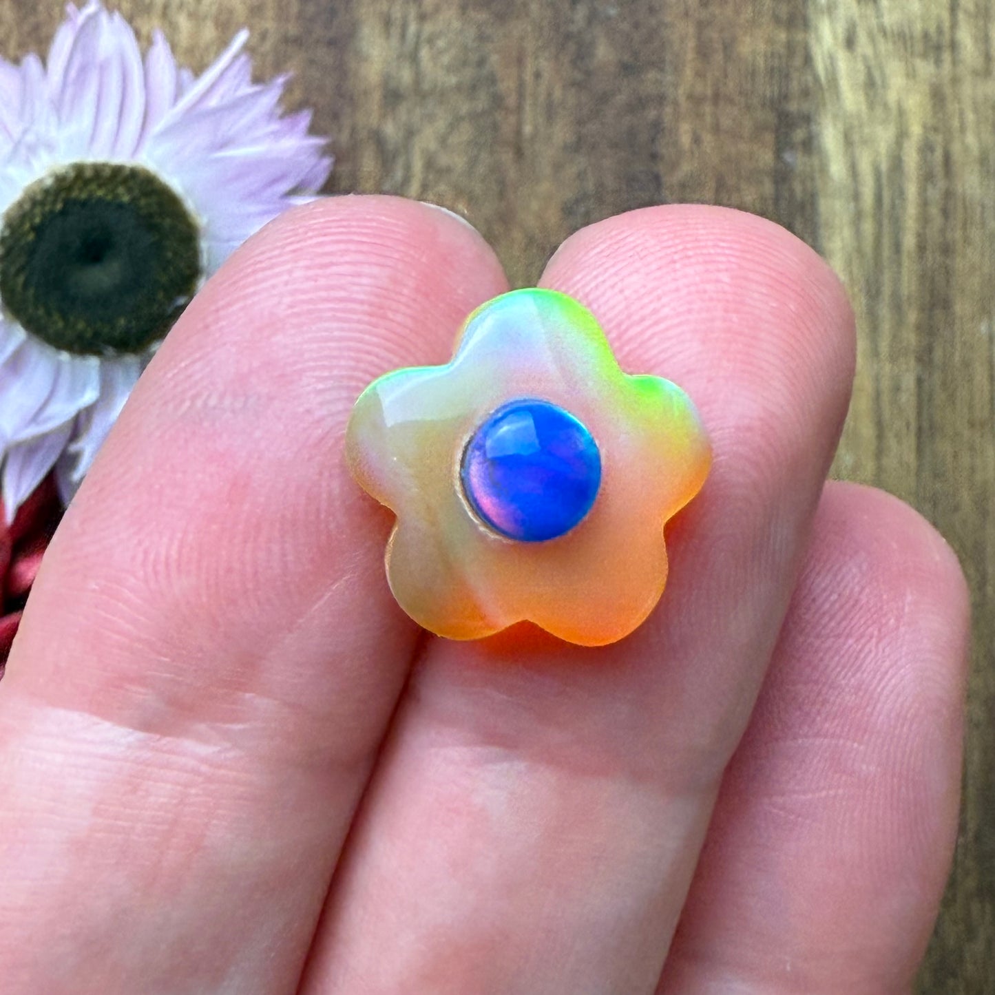 Aurora Opal Cabochon - approx. 14 x 14 x 5.9 mm