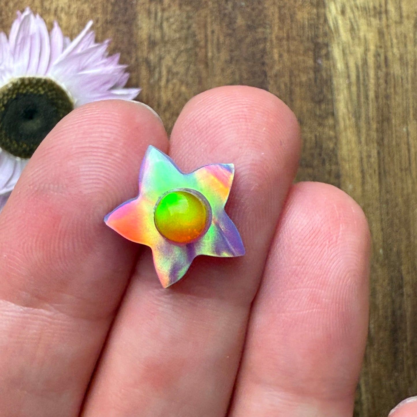 Aurora Opal Cabochon - approx. 14 x 14 x 6 mm