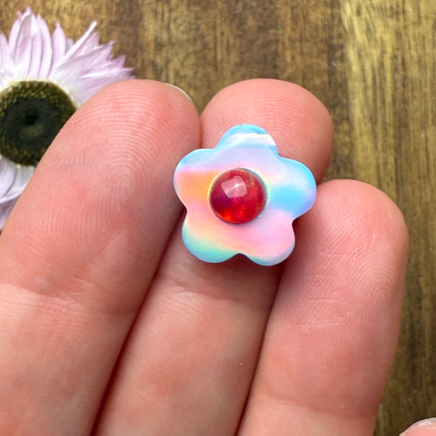 Aurora Opal Cabochon - approx. 14 x 14 x 5.7 mm