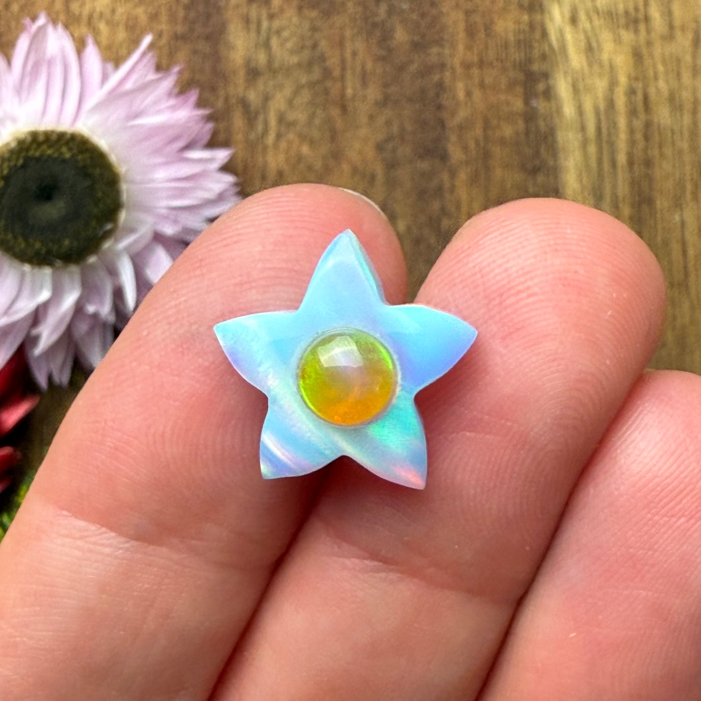 Aurora Opal Cabochon - approx. 14 x 14 x 5.7 mm