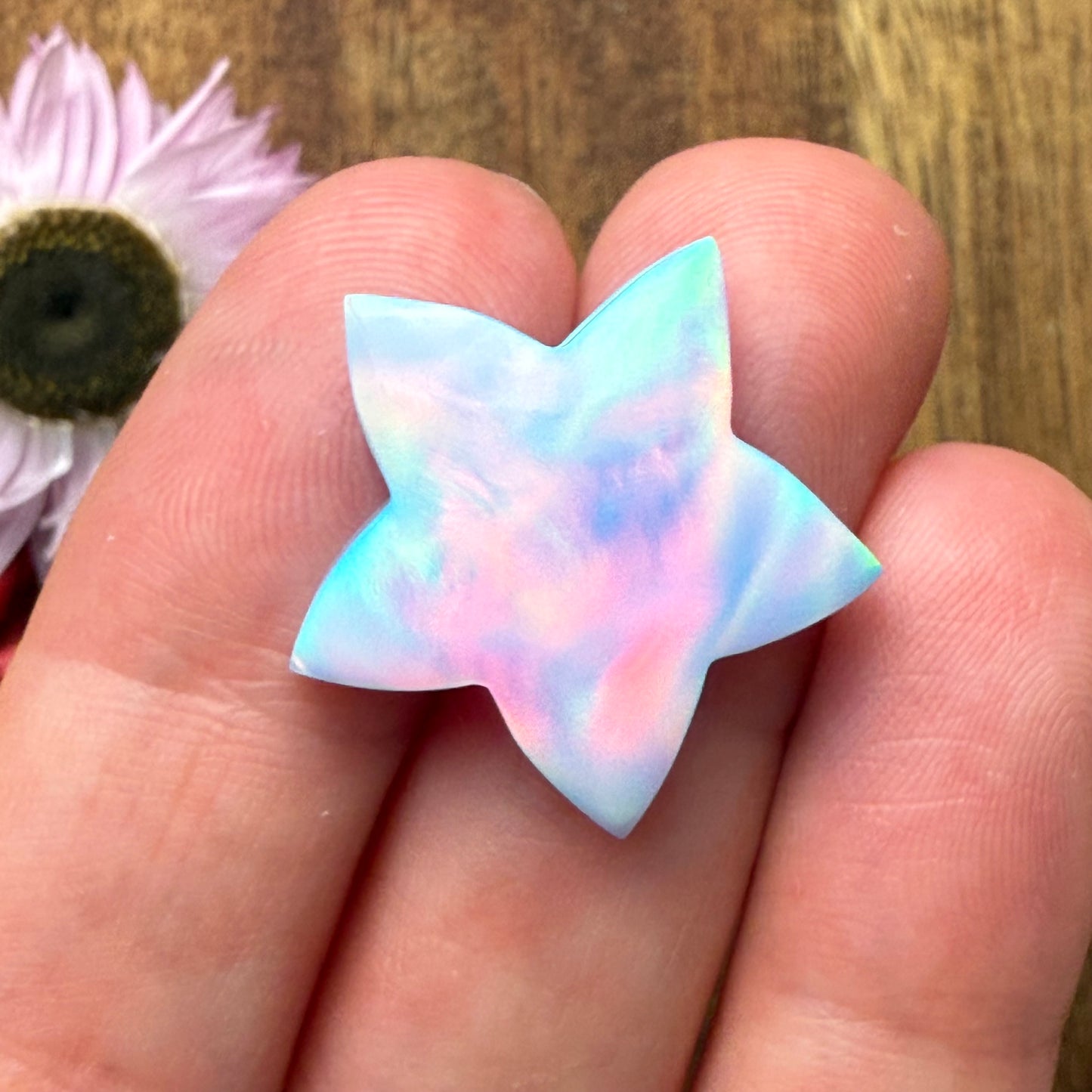 Aurora Opal Cabochon - approx. 21 x 21 x 4.3 mm