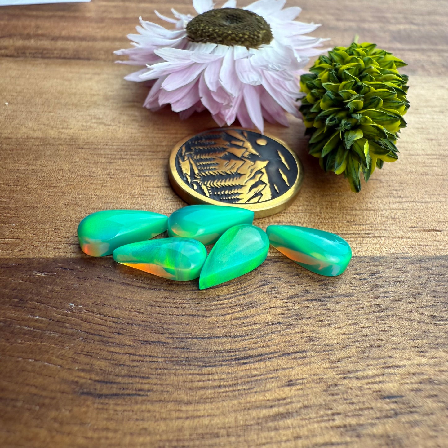 Aurora Opal Cabochon Set of 5 - approx. 11 x 5 mm
