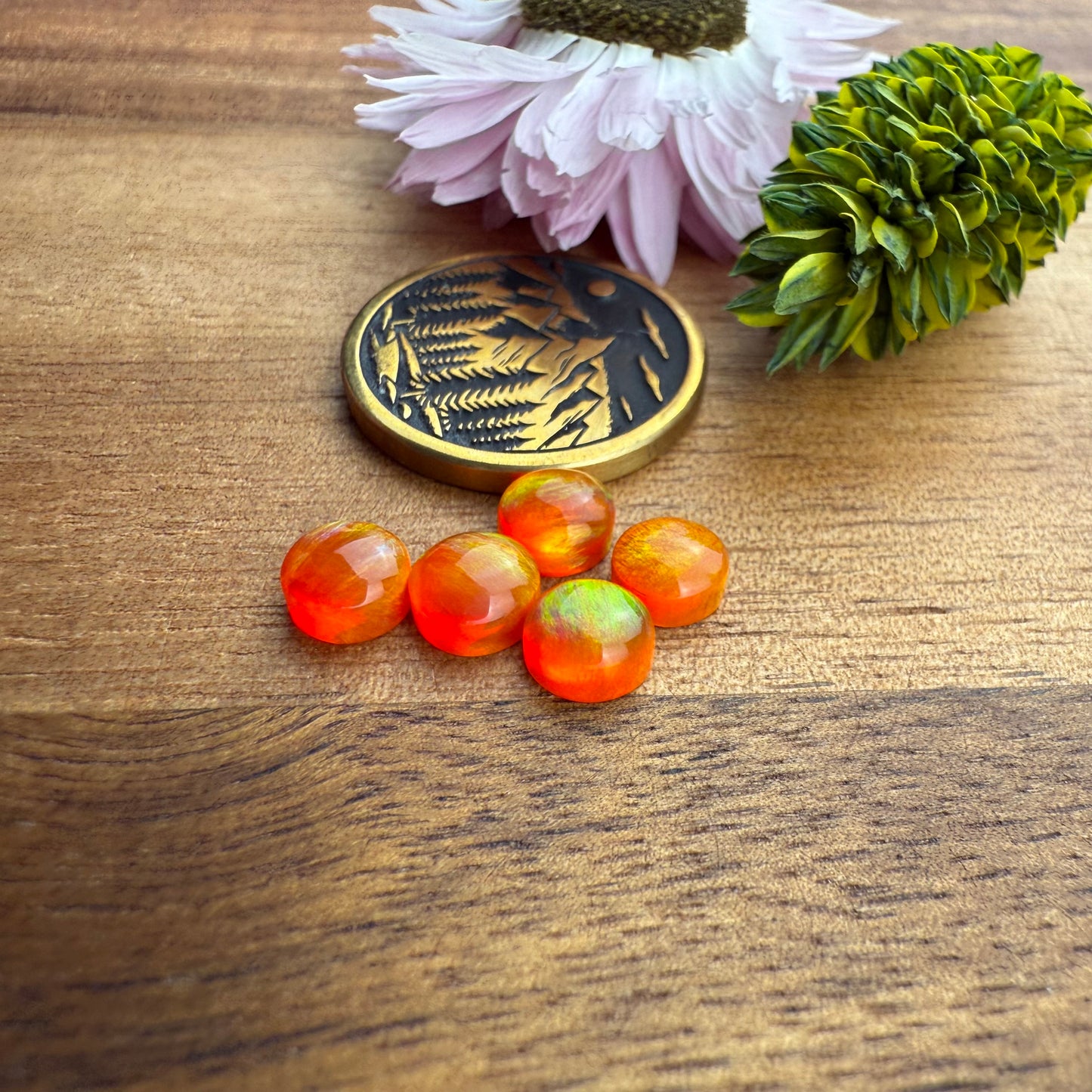 Aurora Opal Cabochon Set of 5 - approx. 5 x 5 mm
