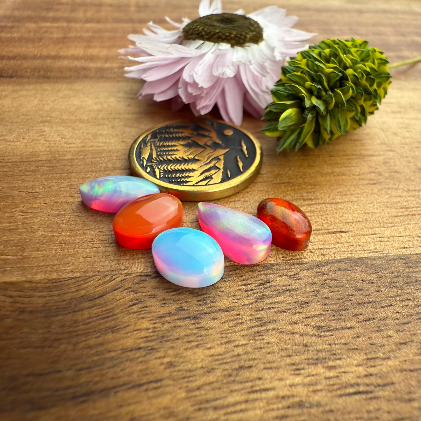 Aurora Opal Cabochon Set of 5 - Mixed Size