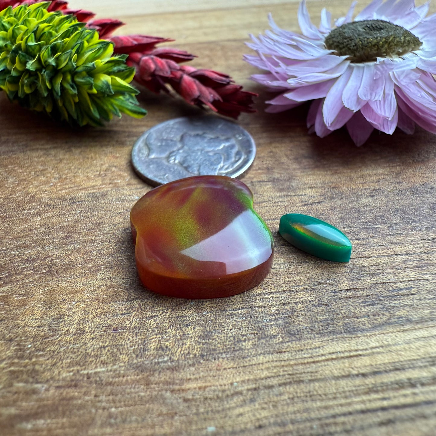 Aurora Opal Cabochon - approx. size of fruit 17 x 15 x 4.6 mm