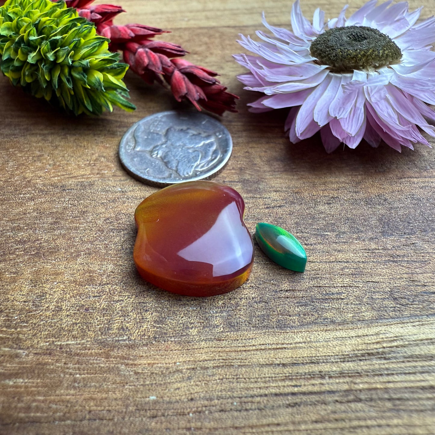 Aurora Opal Cabochon - approx. size of fruit 17 x 15 x 4.5 mm