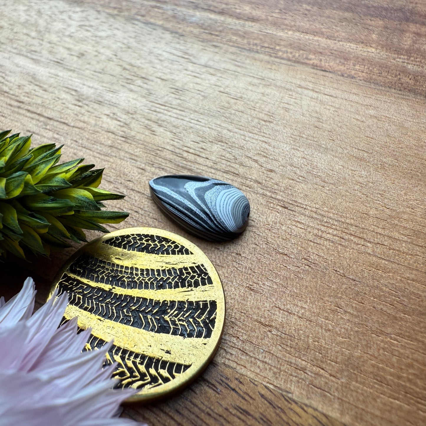 Fordite Cabochon - approx. 14 x 8 x 3.2 mm