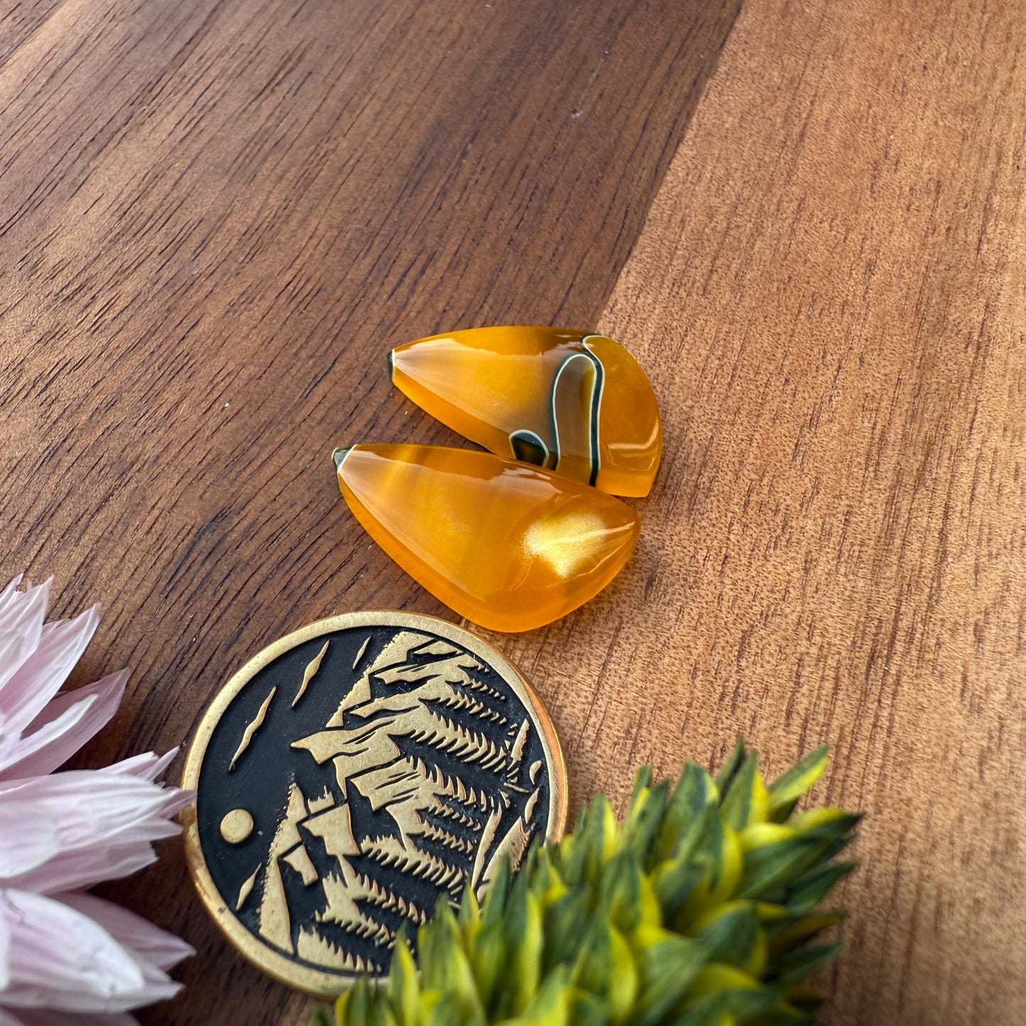 Acrylic Cabochon Pair - approx. 19 x 10 mm