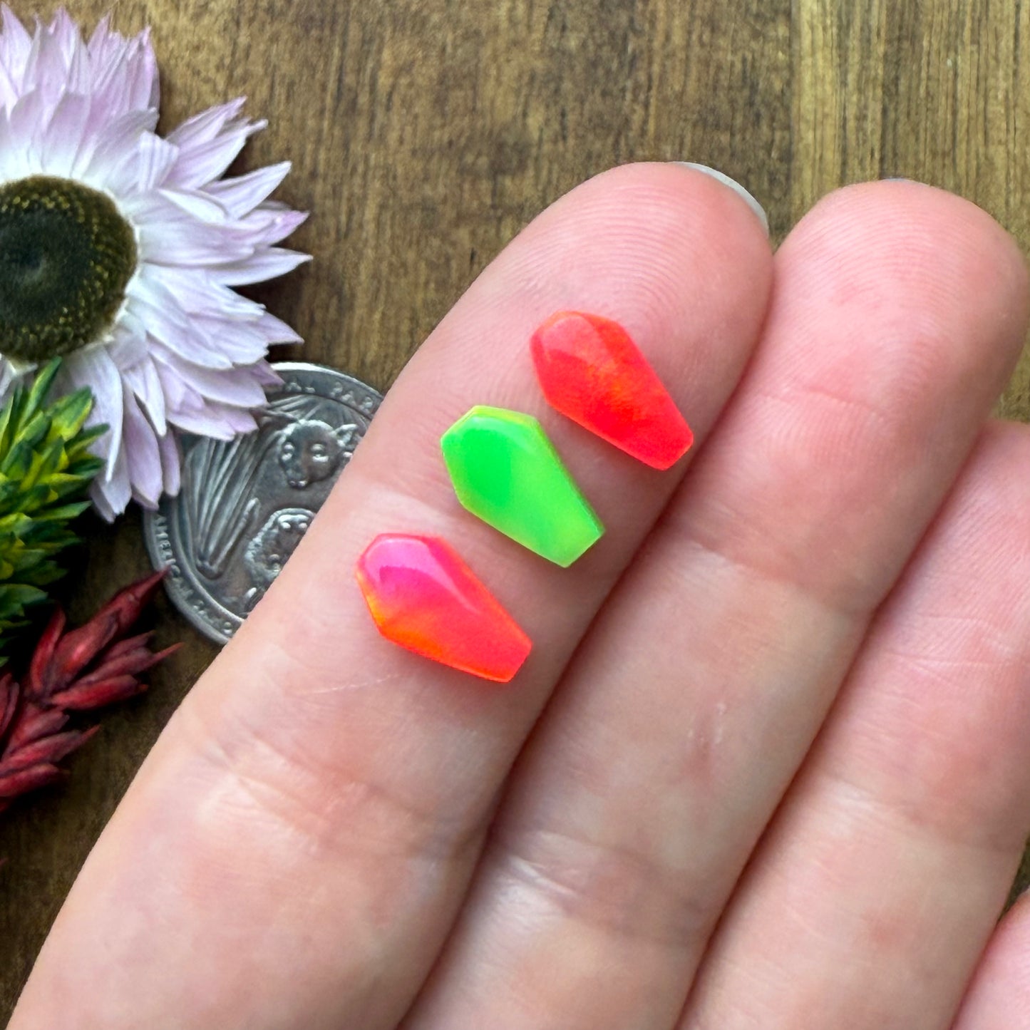 Aurora Opal Cabochon Set of 3 - approx. 10 x 6 mm