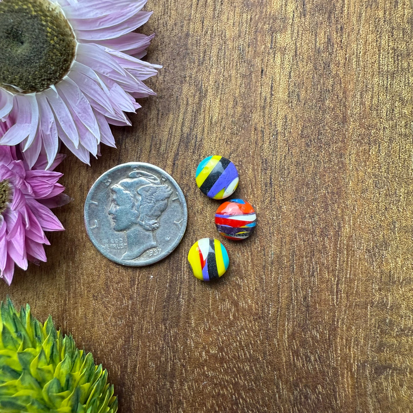 Oregon Surfite Cabochon Set of 3 - approx. 7 x 7 mm
