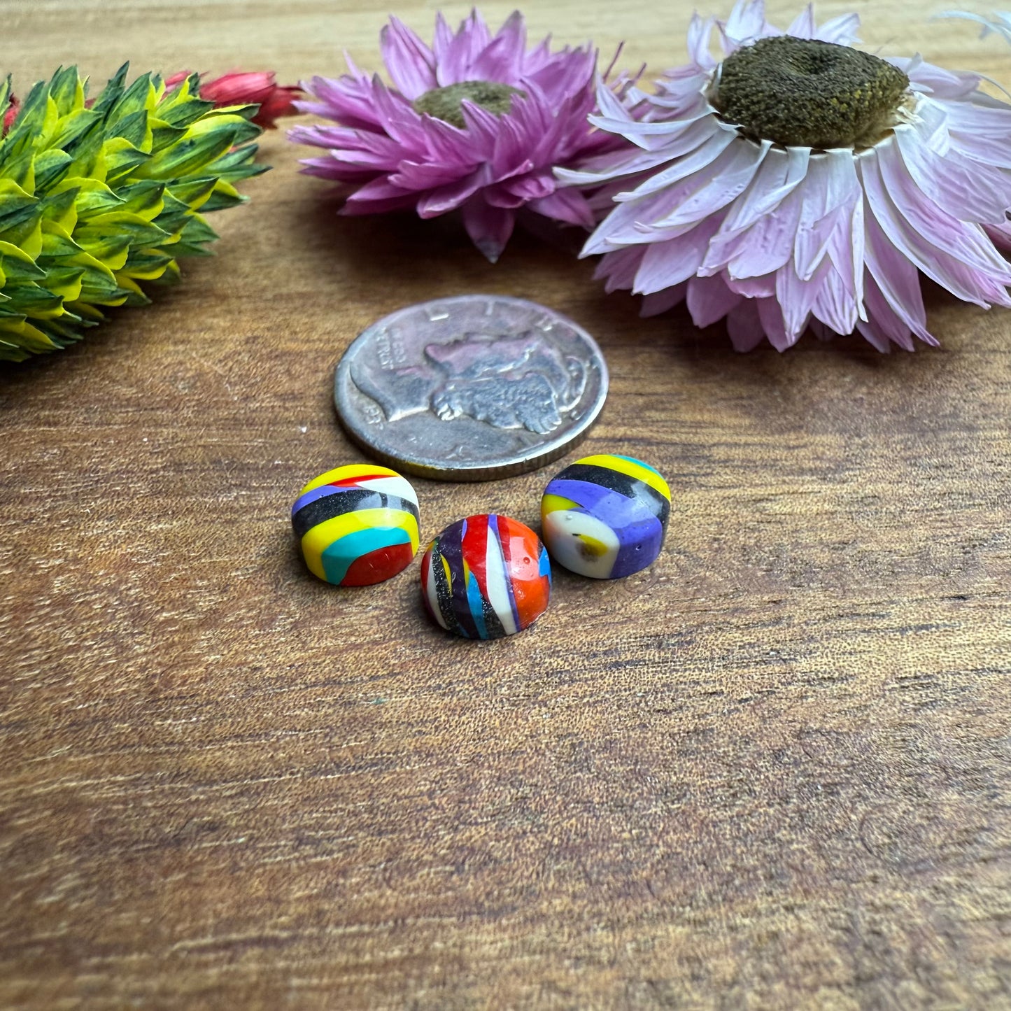 Oregon Surfite Cabochon Set of 3 - approx. 7 x 7 mm