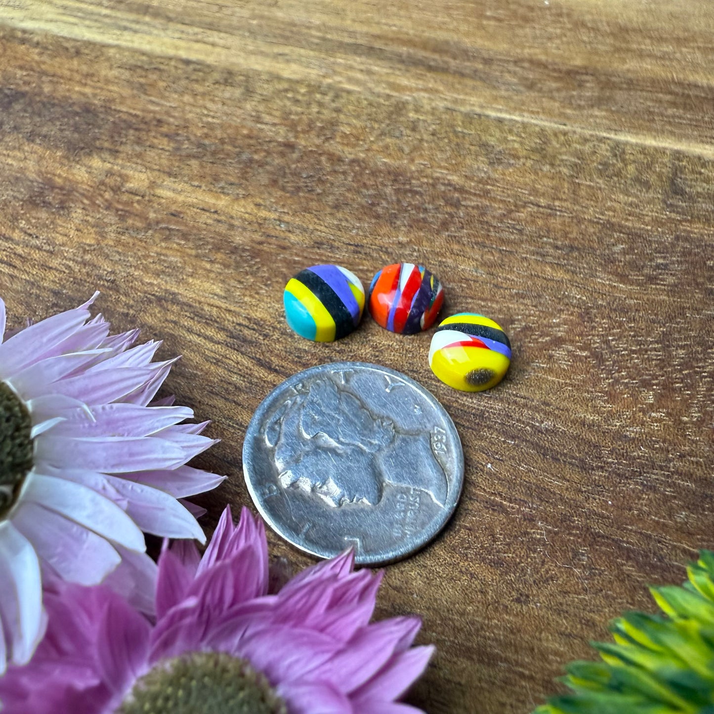 Oregon Surfite Cabochon Set of 3 - approx. 7 x 7 mm
