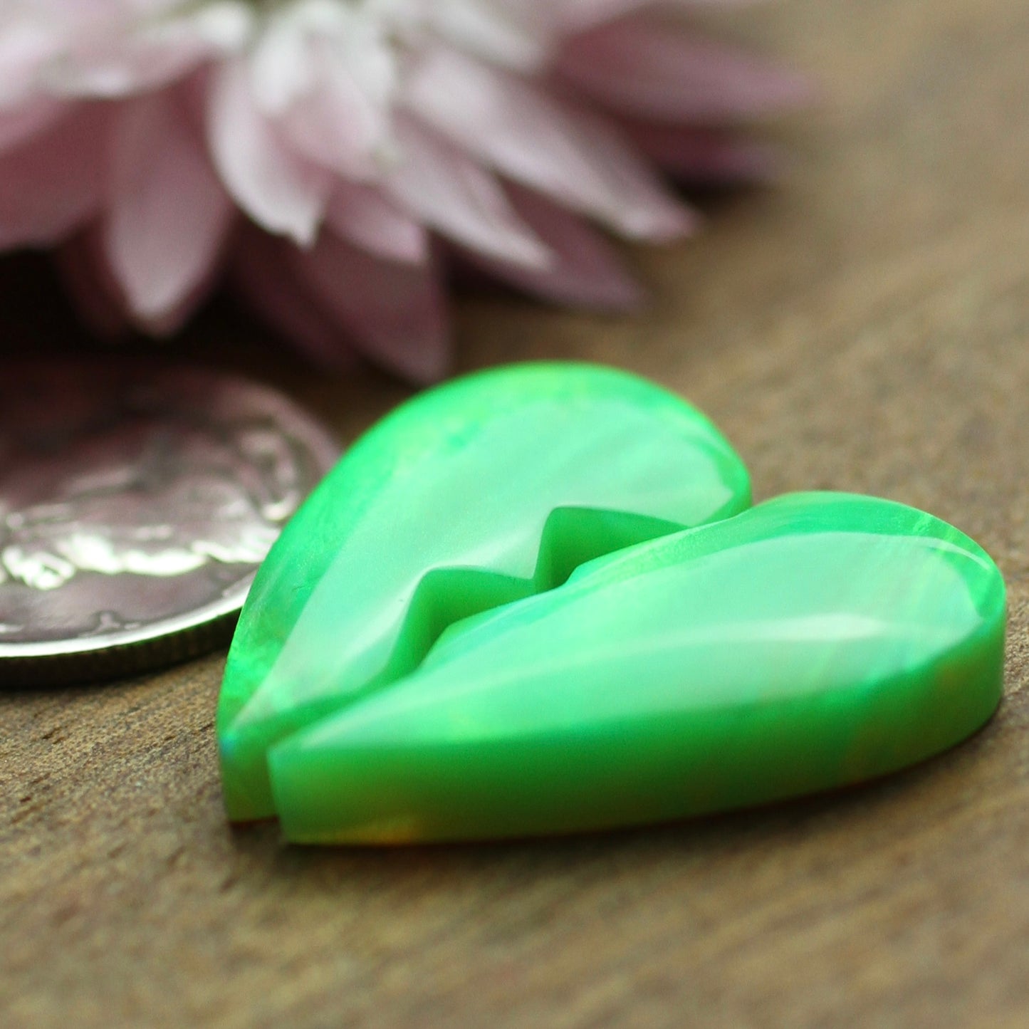 Aurora Opal Cabochon Pair - approx. 21 x 12 mm