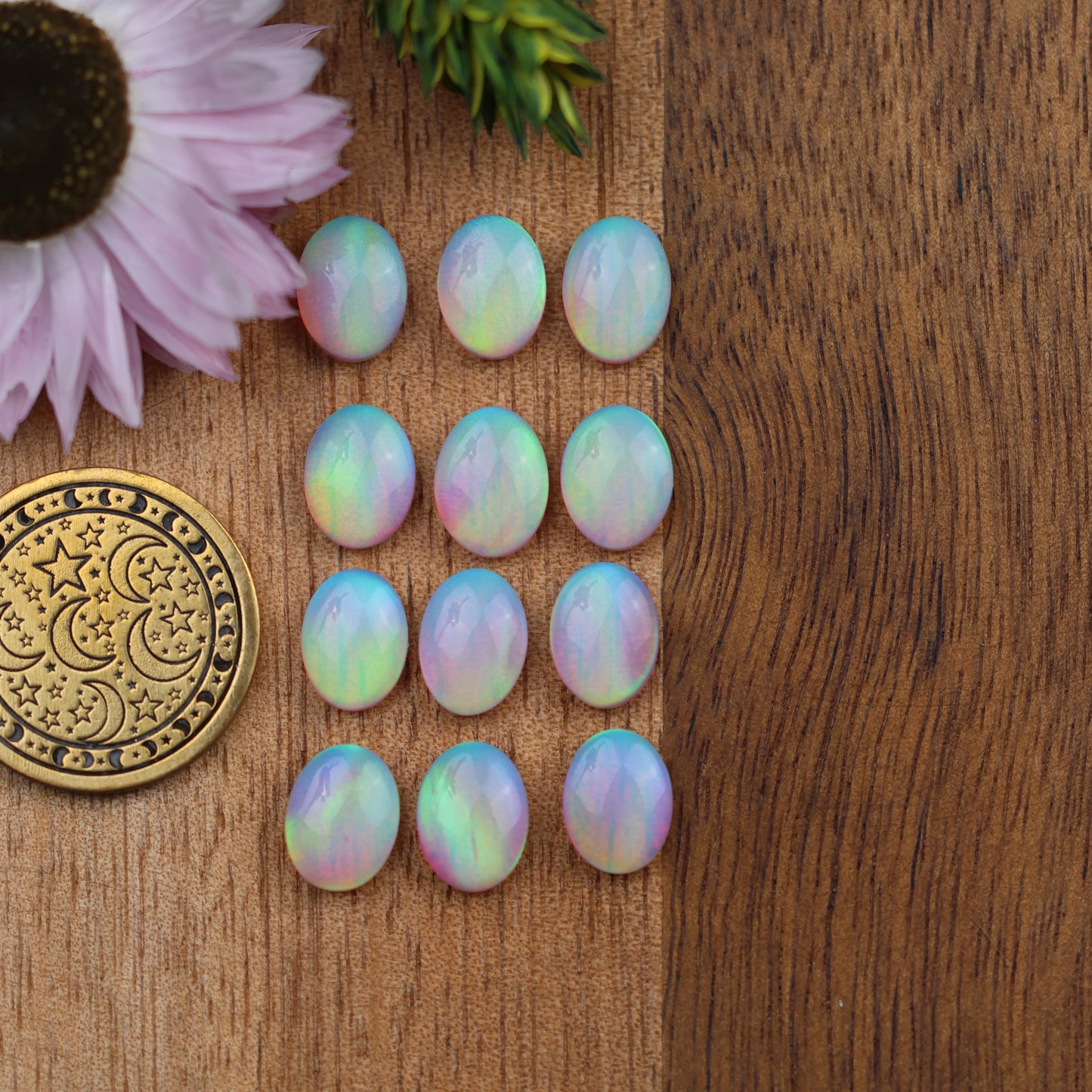 Aurora Opal Cabochon Set of 12 - approx. 9 x 7 mm