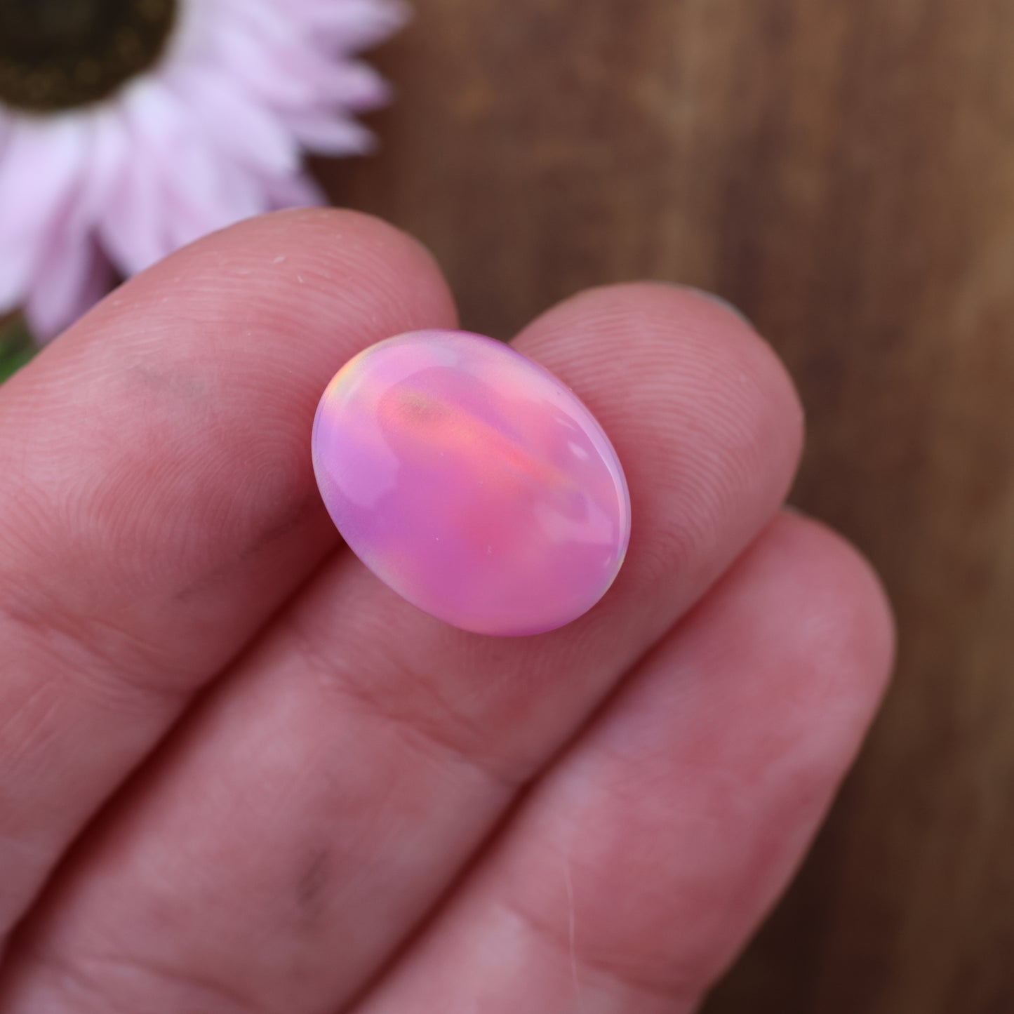 Aurora Opal Cabochon - approx. 15 x 11 x 4.4 mm
