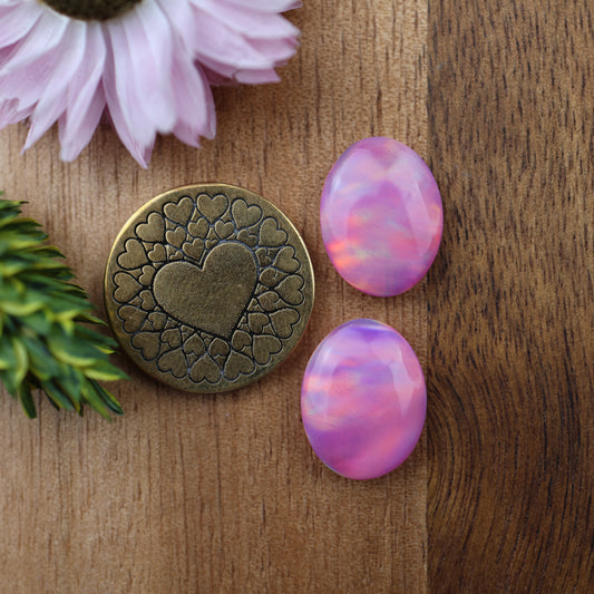 Aurora Opal Cabochon Set of 2 - approx. 15 x 12 mm