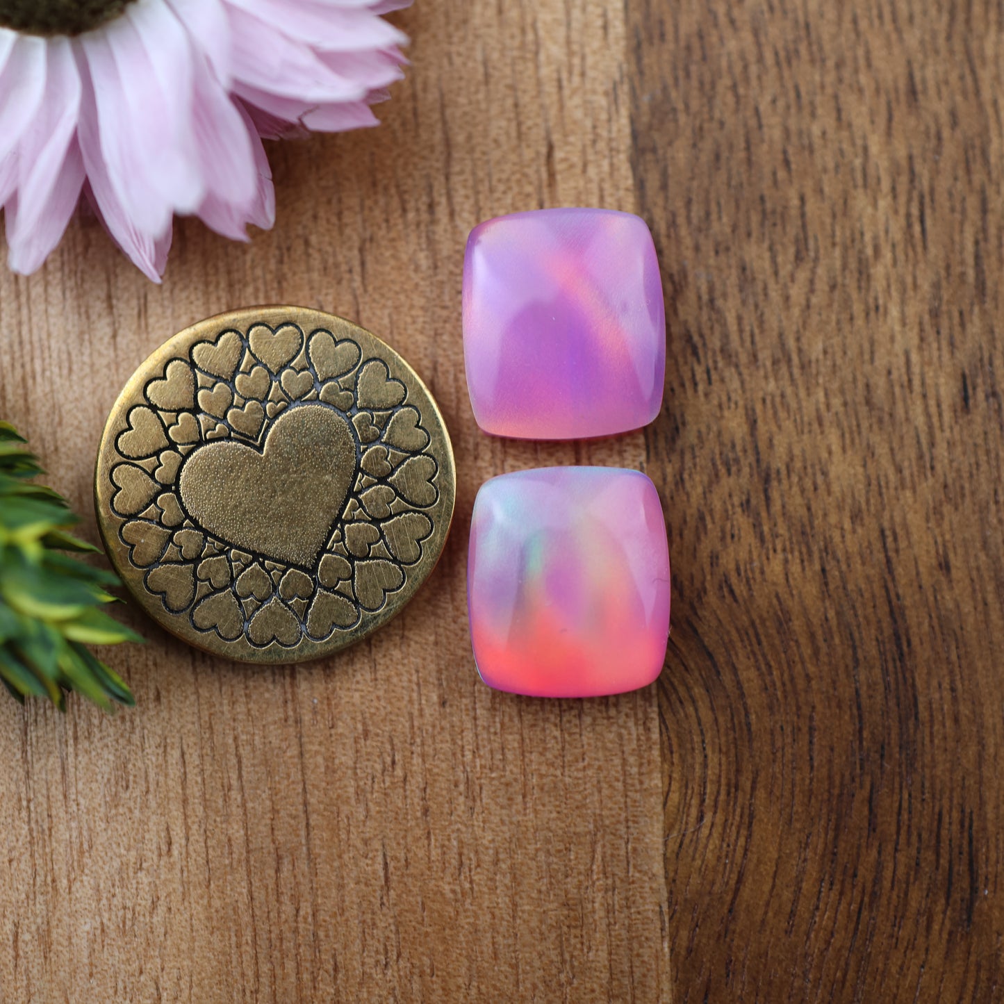 Aurora Opal Cabochon Set of 2 - approx. 13 x 11 mm