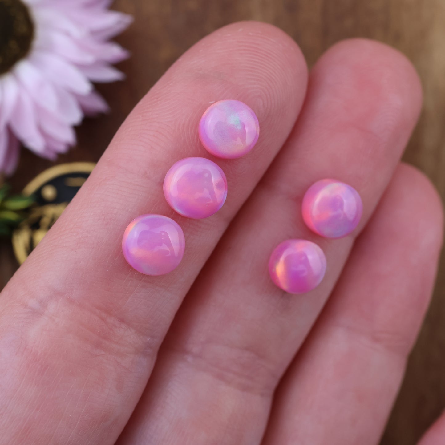 Aurora Opal Cabochon Set of 5 - approx. 6 x 6 mm