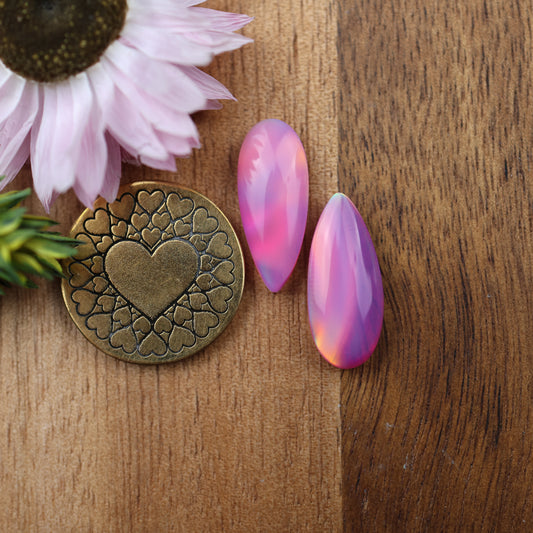 Aurora Opal Cabochon Set of 2 - approx. 19 x 8 mm