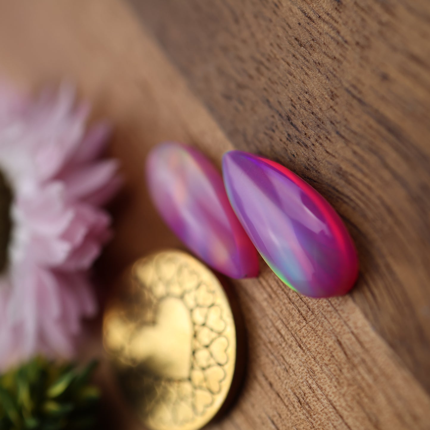 Aurora Opal Cabochon Set of 2 - approx. 19 x 8 mm