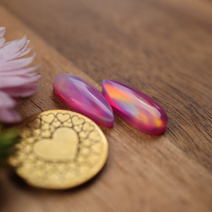 Aurora Opal Cabochon Set of 2 - approx. 19 x 8 mm