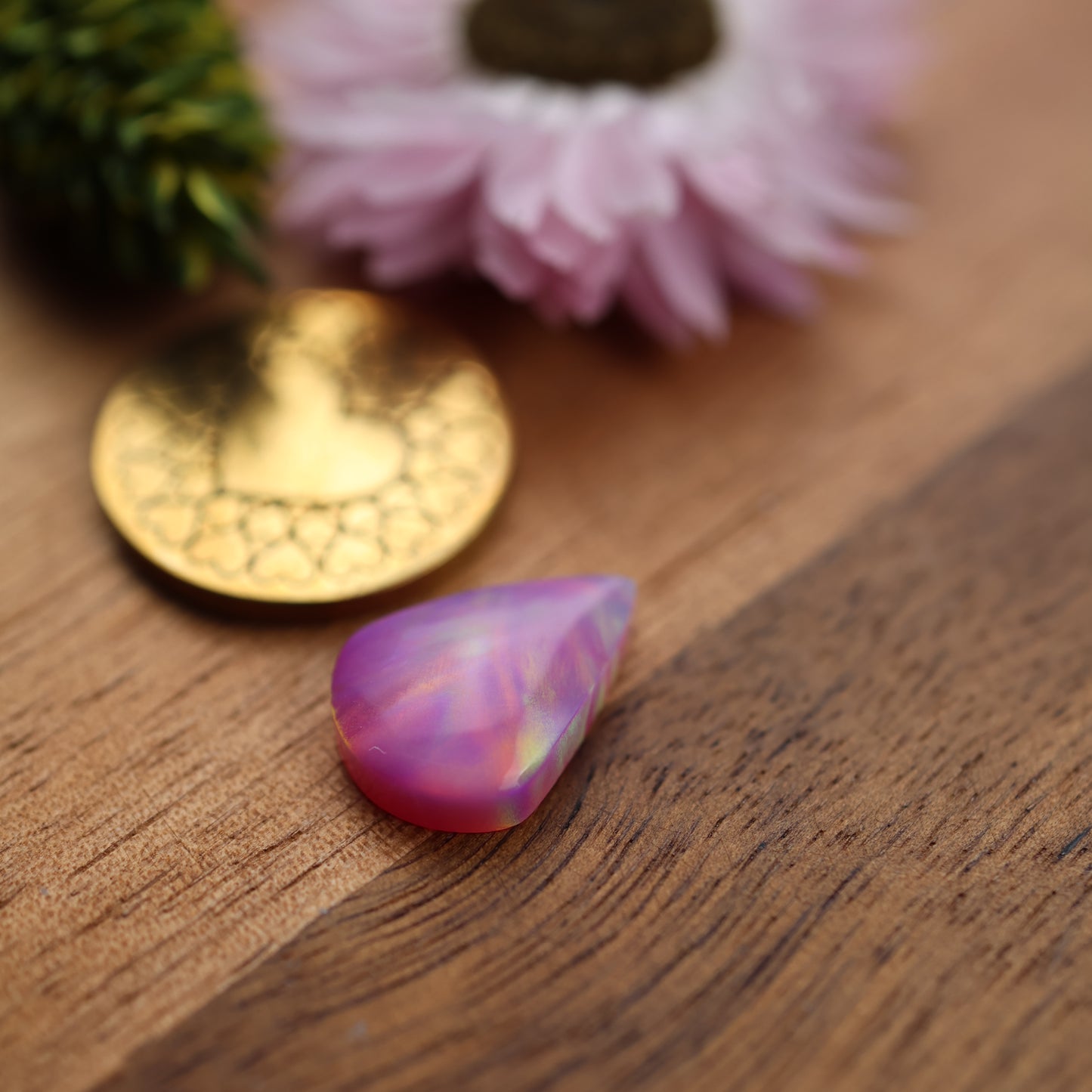 Aurora Opal Cabochon - approx. 15 x 11 x 4.1 mm