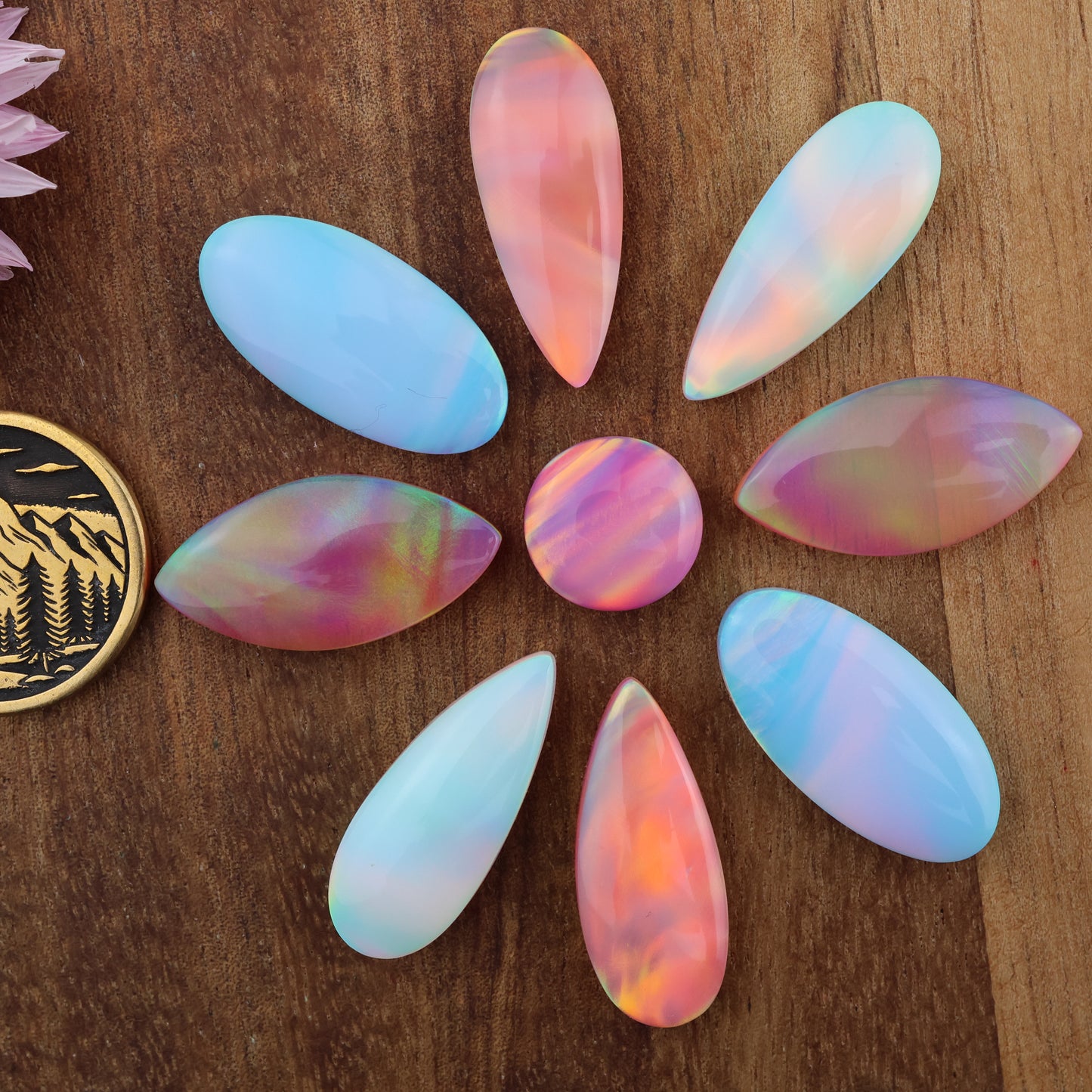 Aurora Opal Cabochon Set of 9 - Mixed Size