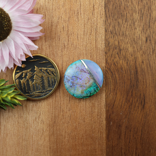 Intarsia Sterling Opal Cabochon - approx. 16 x 16 x 4.6 mm