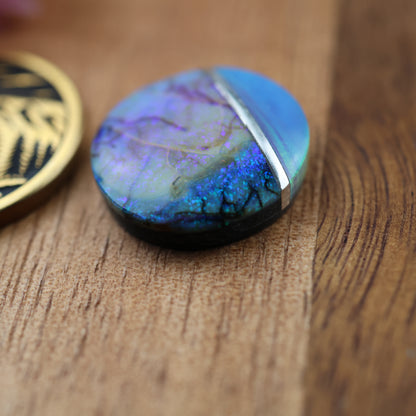 Intarsia Sterling Opal Cabochon - approx. 16 x 16 x 4.6 mm