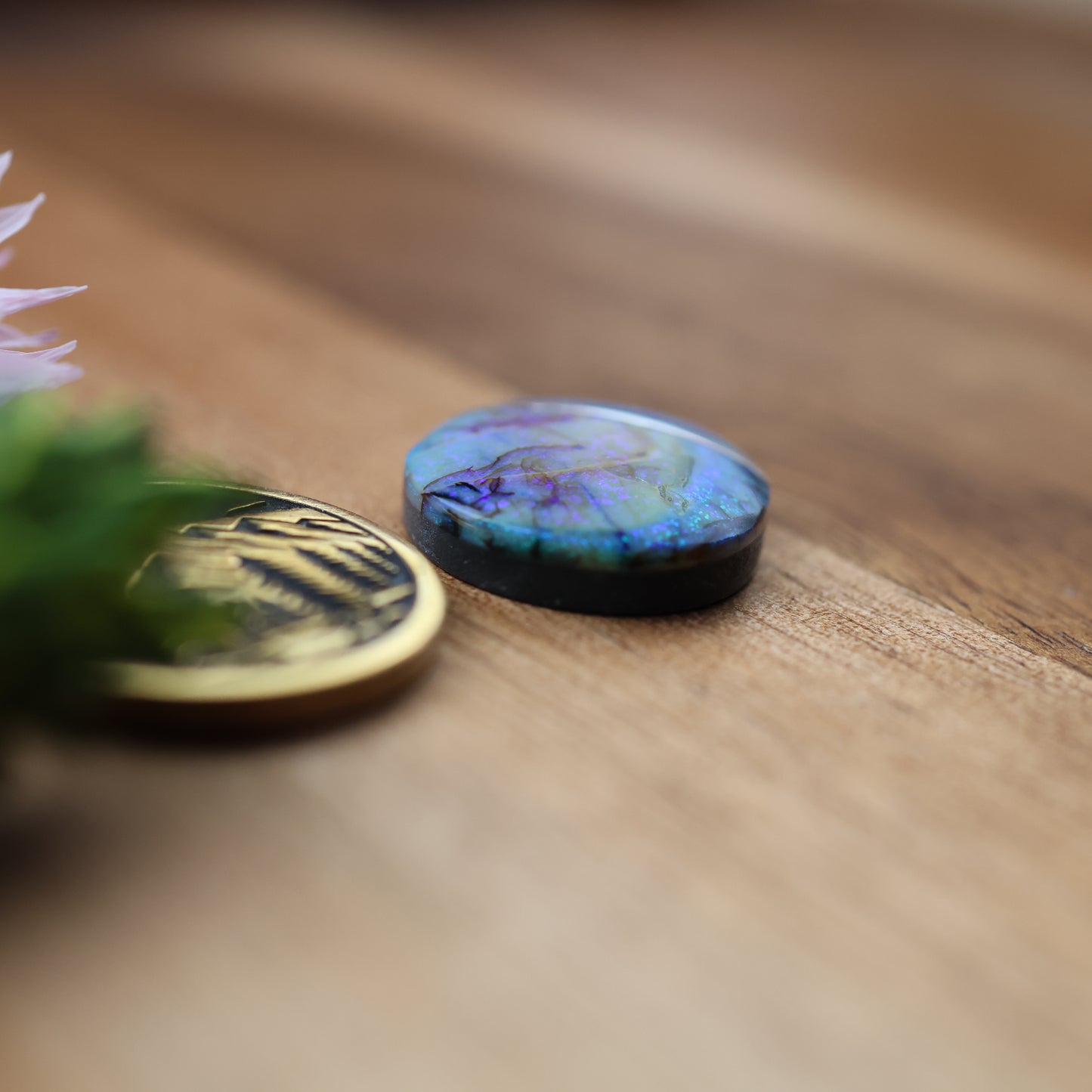 Intarsia Sterling Opal Cabochon - approx. 16 x 16 x 4.6 mm