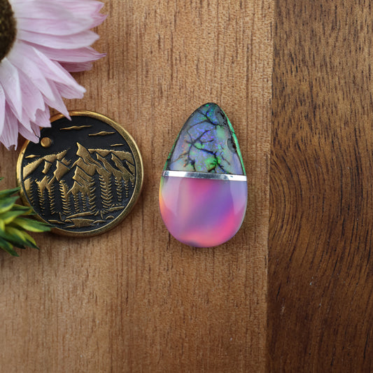 Intarsia Sterling Opal Cabochon - approx. 22 x 13 x 4.8 mm