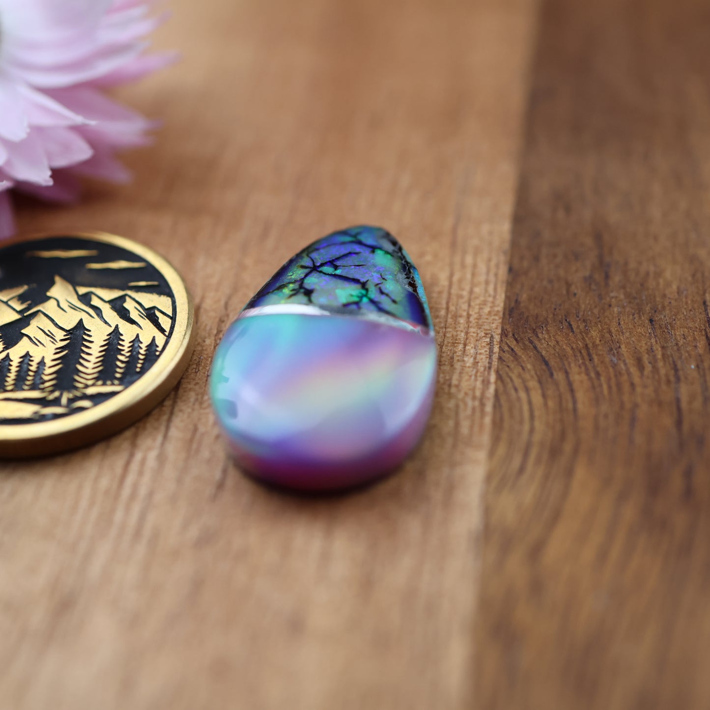Intarsia Sterling Opal Cabochon - approx. 22 x 13 x 4.8 mm