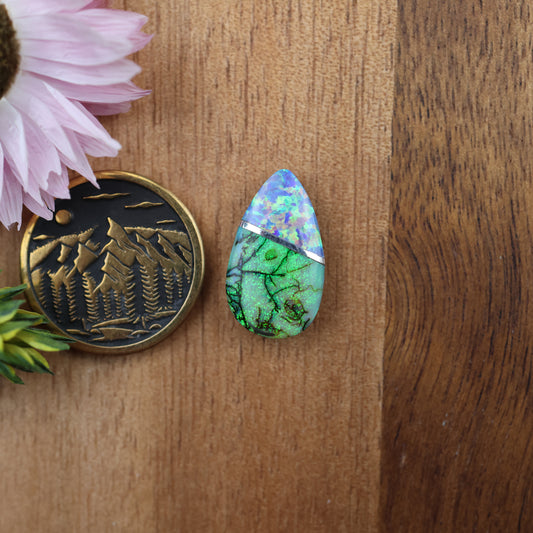 Intarsia Sterling Opal Cabochon - approx. 18 x 10 x 4.7 mm