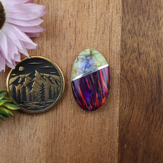 Intarsia Sterling Opal Cabochon - approx. 21 x 13 x 4.1 mm