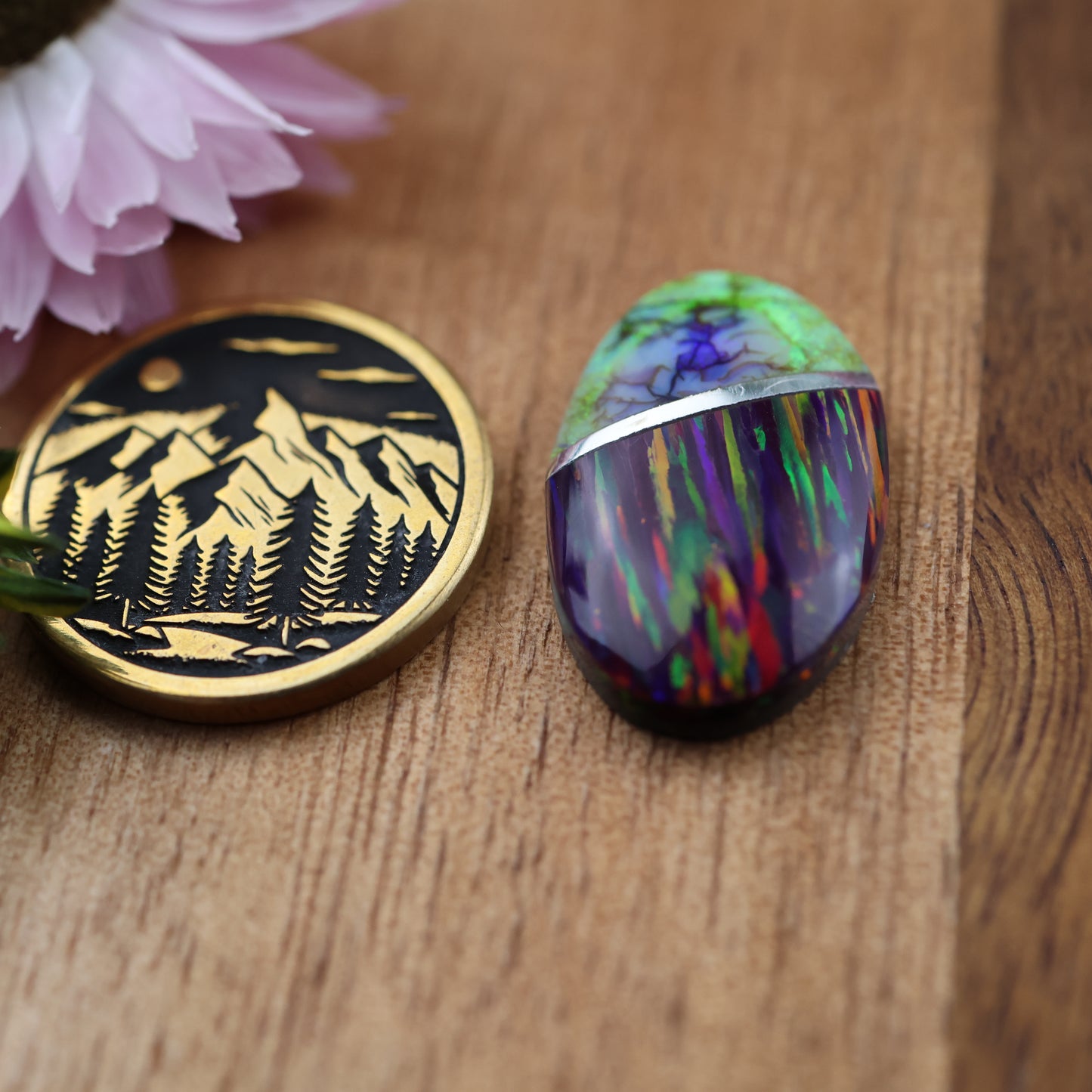 Intarsia Sterling Opal Cabochon - approx. 21 x 13 x 4.1 mm