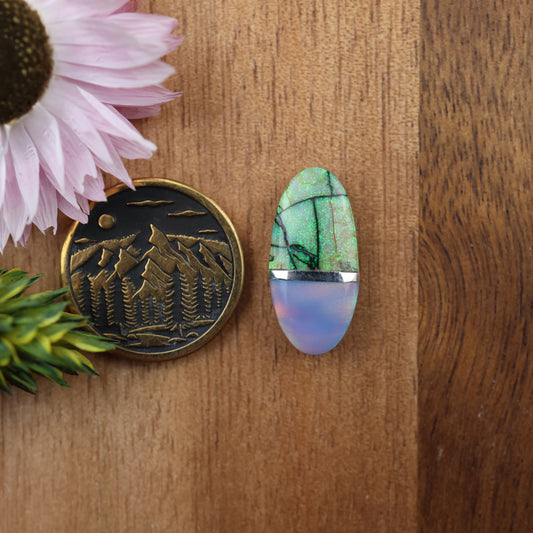 Intarsia Sterling Opal Cabochon - approx. 20 x 9 x 5.2 mm