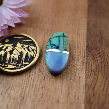Intarsia Sterling Opal Cabochon - approx. 20 x 9 x 5.2 mm