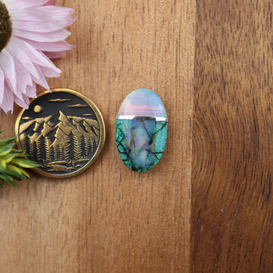 Intarsia Sterling Opal Cabochon - approx. 18 x 11 x 4.7 mm
