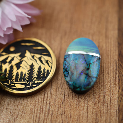 Intarsia Sterling Opal Cabochon - approx. 18 x 11 x 4.7 mm