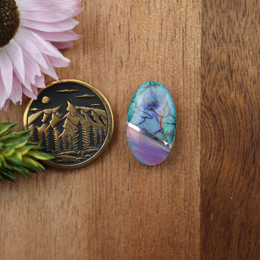 Intarsia Sterling Opal Cabochon - approx. 18 x 11 x 4.8 mm