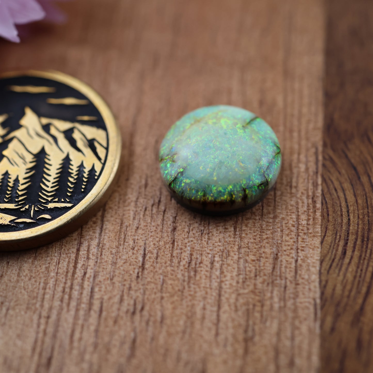 Sterling Opal Cabochon - approx. 11 x 11 x 4.1 mm