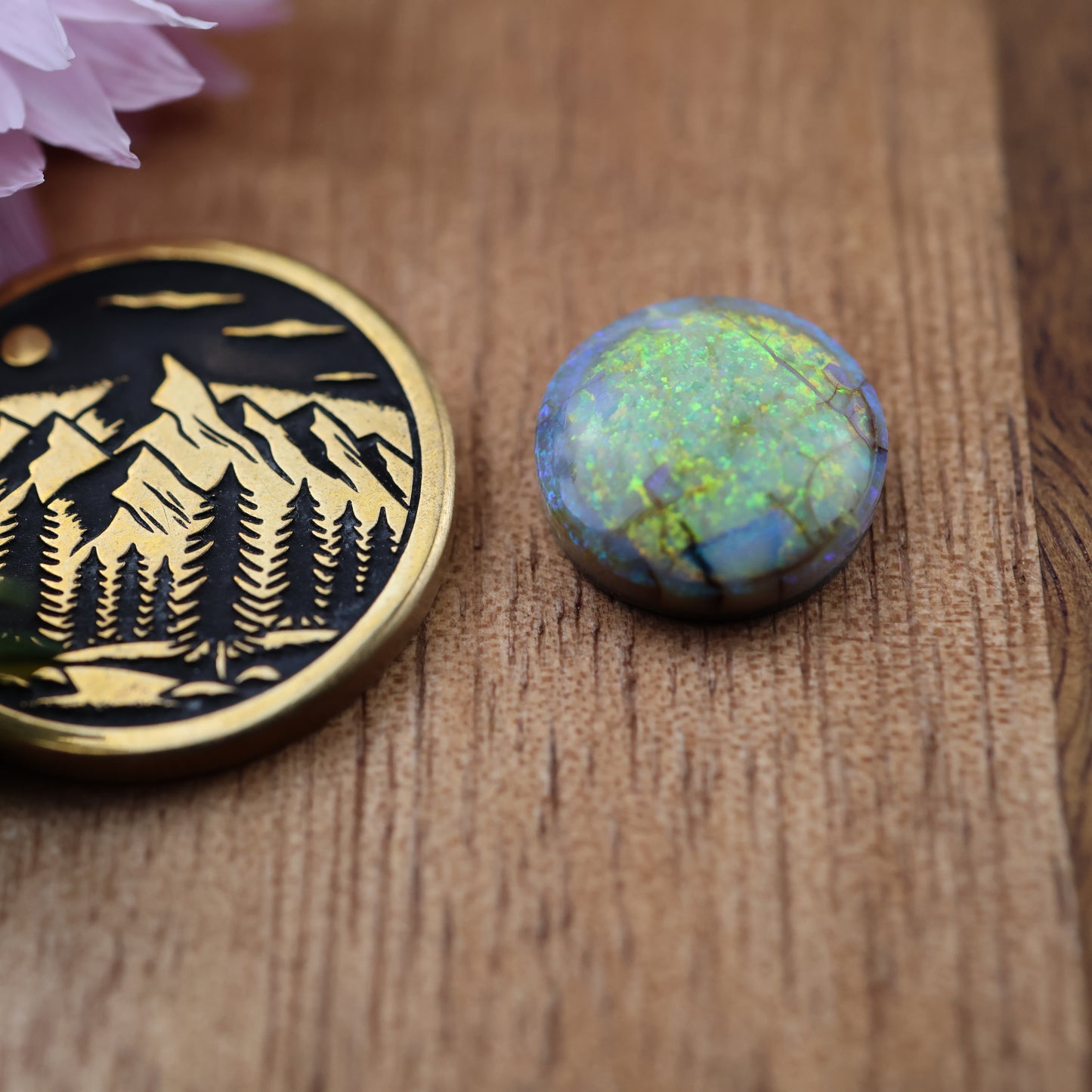 Sterling Opal Cabochon - approx. 11 x 11 x 3.8 mm