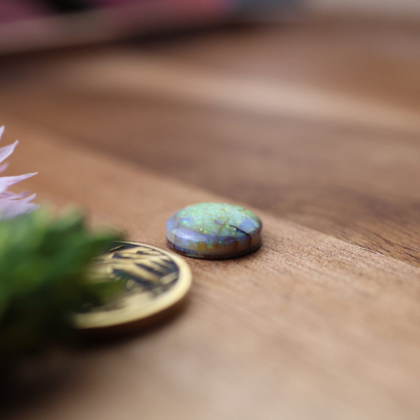 Sterling Opal Cabochon - approx. 11 x 11 x 3.8 mm