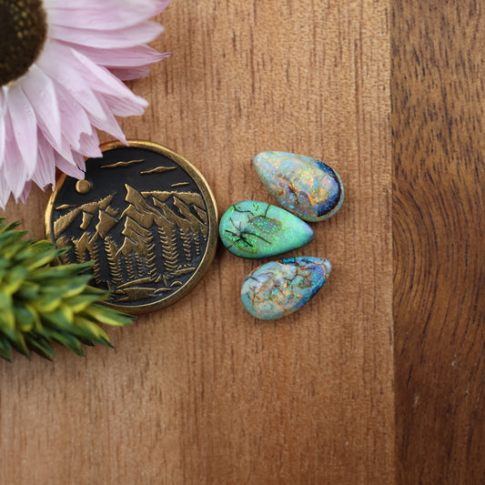 Sterling Opal Cabochon Set of 3 - Mixed Size