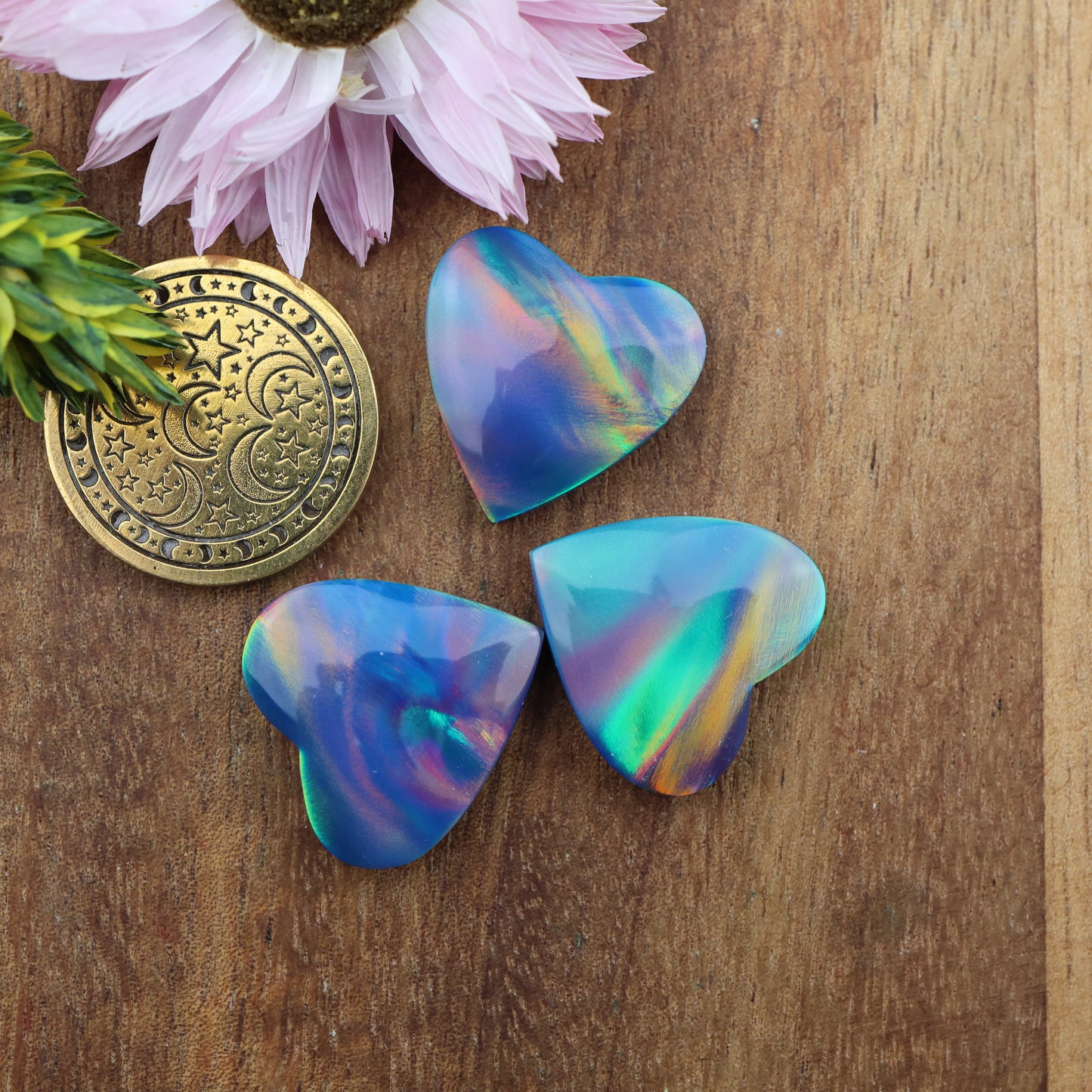 Aurora Opal Cabochon Set of 3 - approx. 17 x 17 mm