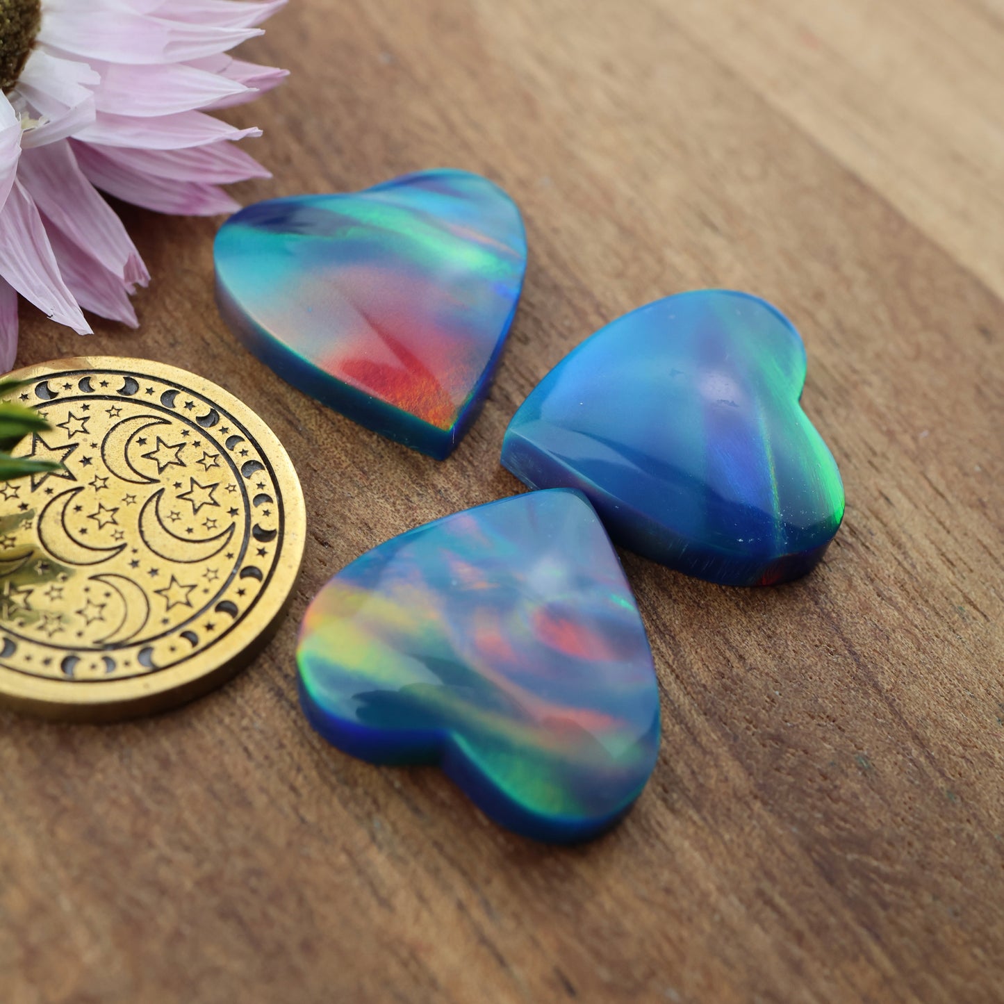 Aurora Opal Cabochon Set of 3 - approx. 17 x 17 mm