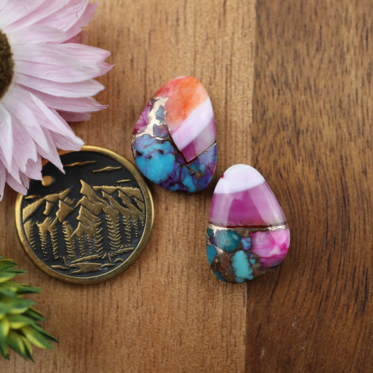 Kingman Composite Cabochon Set of 2 - approx. 17 x 12 mm