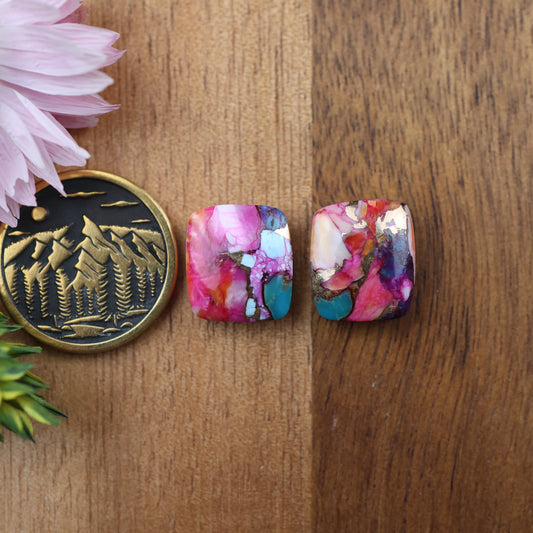 Kingman Composite Cabochon Set of 2 - approx. 13 x 11 mm