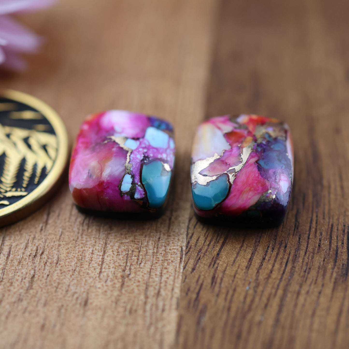 Kingman Composite Cabochon Set of 2 - approx. 13 x 11 mm